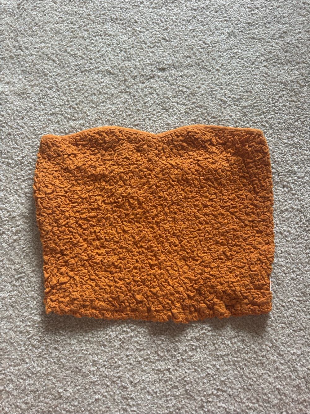 Free People Orange Textured Strapless Crop Top